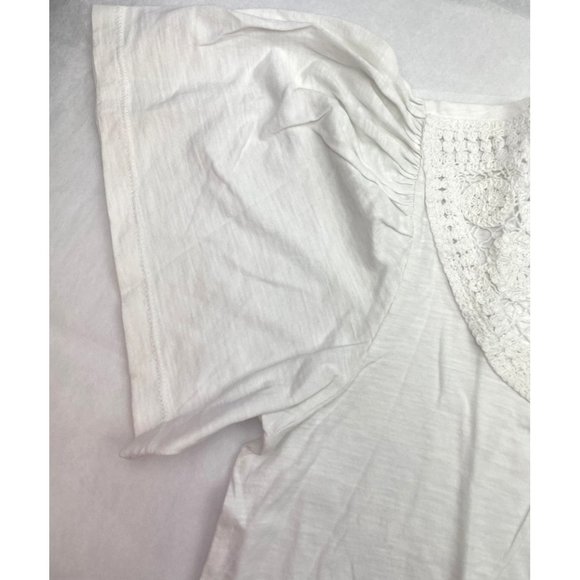 LOFT Women Crochet Yoke Flutter Sleeve Top M - Picture 5 of 16